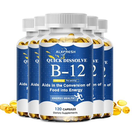 Alxfresh Vitamin B12 Capsule 500 Mcg Methyl B12 Organic Spirulina Supports Healthy Mood Energy Heart&Eye Vitamin B12 Supplement