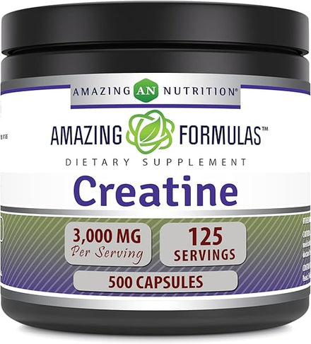 Amazing Formulas Creatine 3000Mg Per Serving 500 Capsules Supplement | Non-GMO | Gluten Free | Made in USA in Pakistan