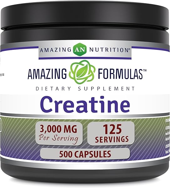 Amazing Formulas Creatine 3000Mg Per Serving 500 Capsules Supplement | Non-GMO | Gluten Free | Made in USA in Pakistan in Pakistan