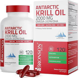 Antarctic Krill Oil 2000 mg with Omega-3s EPA, DHA, Astaxanthin and Phospholipids 120 Softgels (60 Servings) in Pakistan