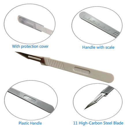 Aseptic Disposable 10# Round Head 10 Scalpels, 11 Point Scalpels For Surgical Skin, Laboratory Anatomy, Carving And Craft Hobby