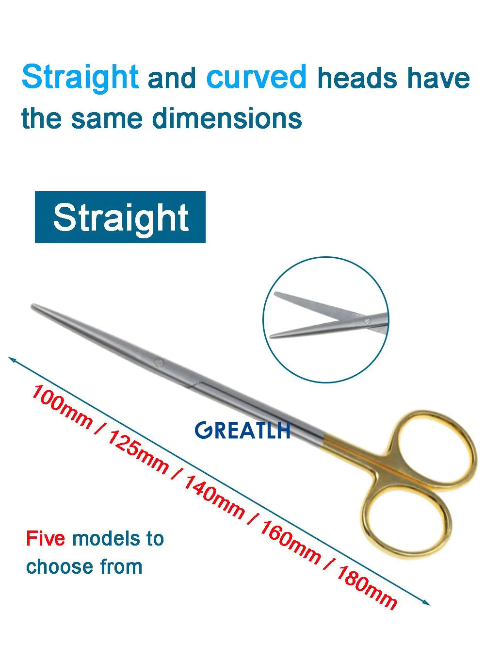 Autoclavable Tissue Scissors Stainless Steel Golden Handle Blunt Scissors Straight Head Curved Head Surgical Scissors