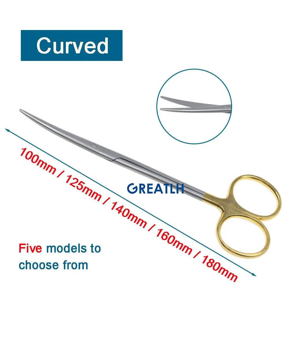 Autoclavable Tissue Scissors Stainless Steel Golden Handle Blunt Scissors Straight Head Curved Head Surgical Scissors