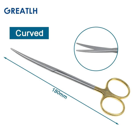 Autoclavable Tissue Scissors Stainless Steel Golden Handle Blunt Scissors Straight Head Curved Head Surgical Scissors