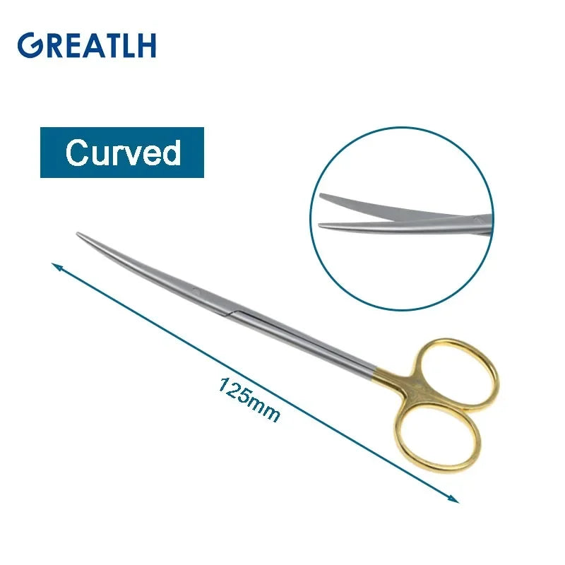 Autoclavable Tissue Scissors Stainless Steel Golden Handle Blunt Scissors Straight Head Curved Head Surgical Scissors