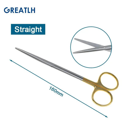 Autoclavable Tissue Scissors Stainless Steel Golden Handle Blunt Scissors Straight Head Curved Head Surgical Scissors