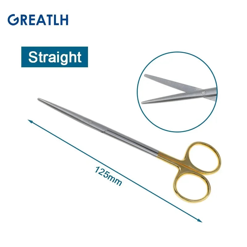 Autoclavable Tissue Scissors Stainless Steel Golden Handle Blunt Scissors Straight Head Curved Head Surgical Scissors