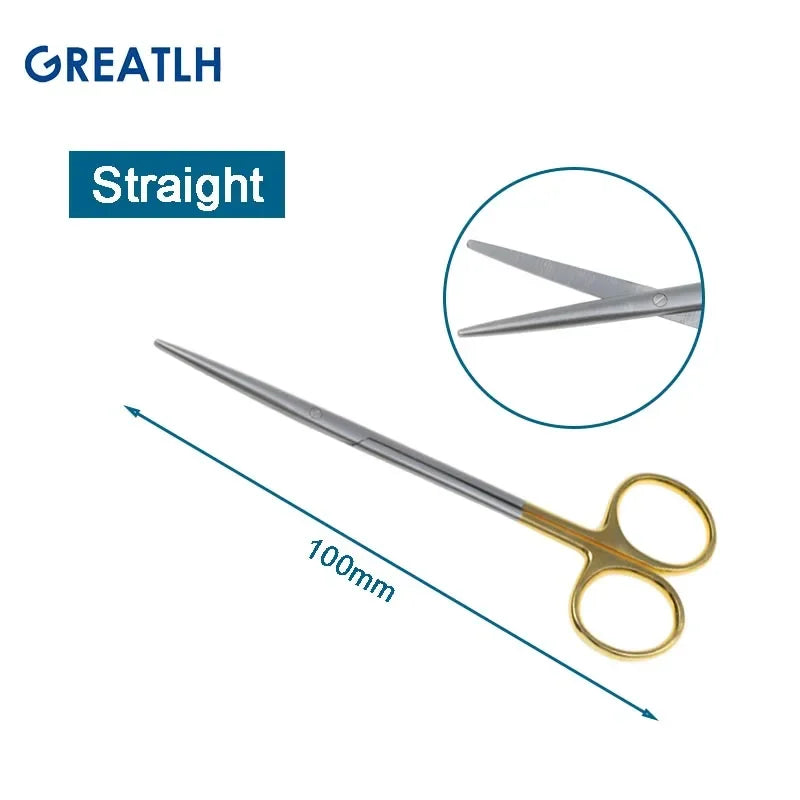 Autoclavable Tissue Scissors Stainless Steel Golden Handle Blunt Scissors Straight Head Curved Head Surgical Scissors