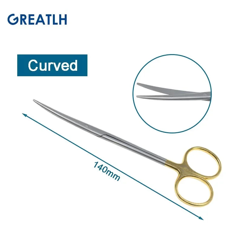 Autoclavable Tissue Scissors Stainless Steel Golden Handle Blunt Scissors Straight Head Curved Head Surgical Scissors