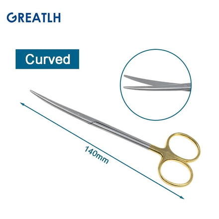 Autoclavable Tissue Scissors Stainless Steel Golden Handle Blunt Scissors Straight Head Curved Head Surgical Scissors