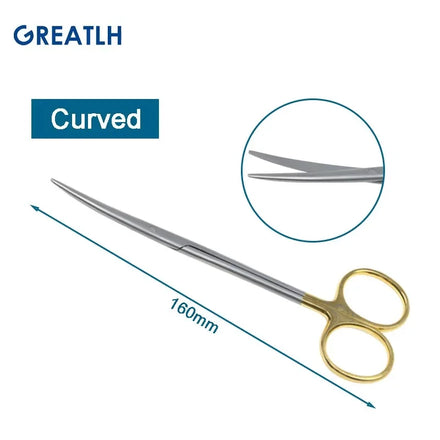 Autoclavable Tissue Scissors Stainless Steel Golden Handle Blunt Scissors Straight Head Curved Head Surgical Scissors