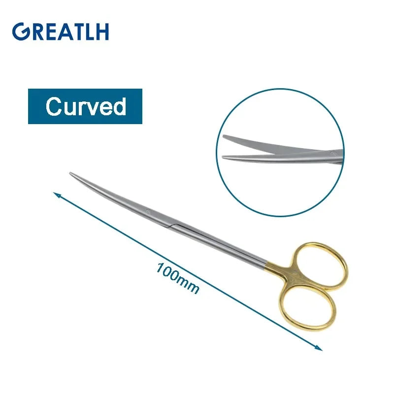 Autoclavable Tissue Scissors Stainless Steel Golden Handle Blunt Scissors Straight Head Curved Head Surgical Scissors