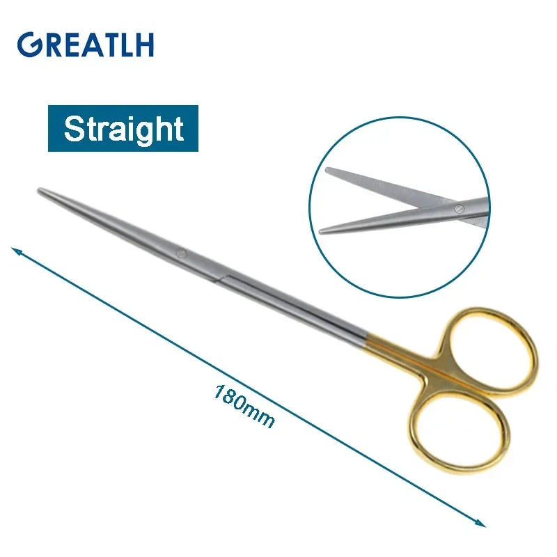 Autoclavable Tissue Scissors Stainless Steel Golden Handle Blunt Scissors Straight Head Curved Head Surgical Scissors