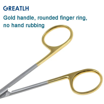 Autoclavable Tissue Scissors Stainless Steel Golden Handle Blunt Scissors Straight Head Curved Head Surgical Scissors