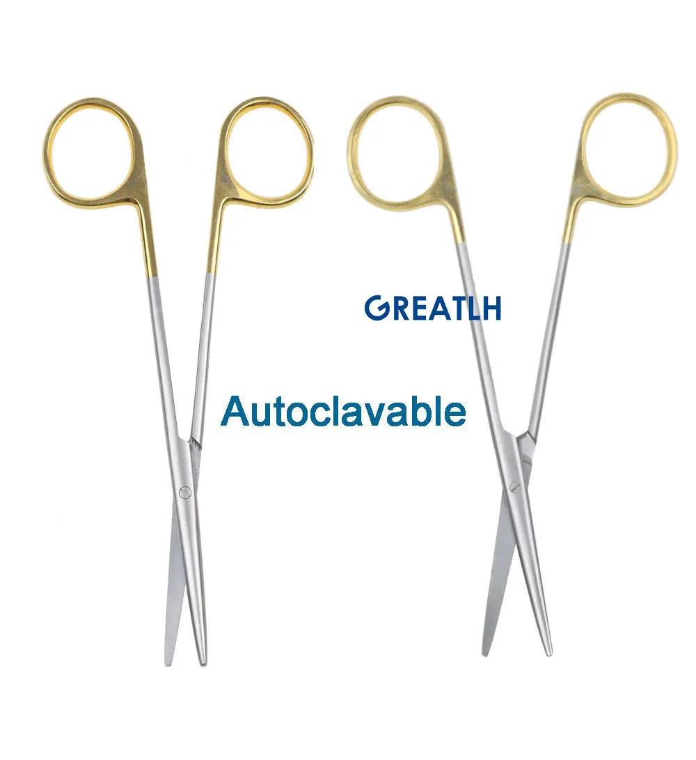 Autoclavable Tissue Scissors Stainless Steel Golden Handle Blunt Scissors Straight Head Curved Head Surgical Scissors