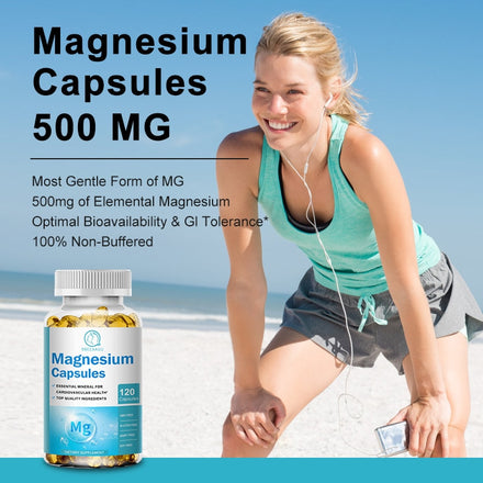 BBEEAAUU Chelated Magnesium Glycinate Capsules Promotes Muscle Heart and Bone Health Help Sleep Muscle Relaxation Anxiety Relief