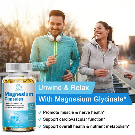 BBEEAAUU Chelated Magnesium Glycinate Capsules Promotes Muscle Heart and Bone Health Help Sleep Muscle Relaxation Anxiety Relief