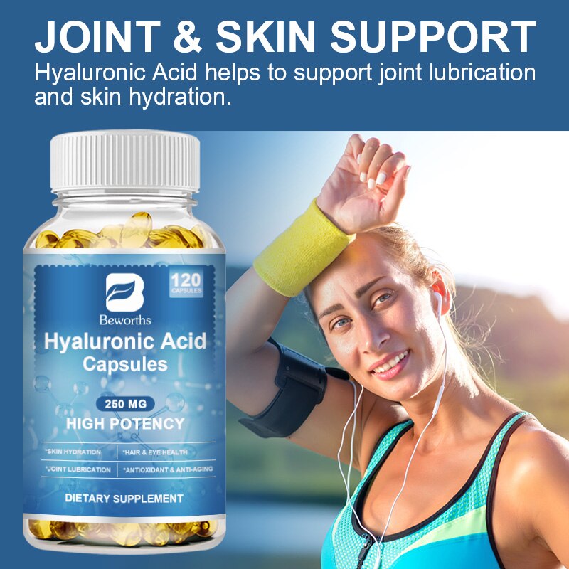 BEWORTHS Hyaluronic Acid Supplements Plus Biotin&Vitamin C High Potency Support Skin Hydration,Joint Lubrication,Hair&Eye Health