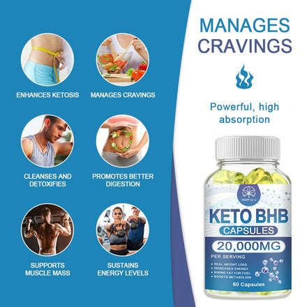 BHB Keto Capsule for Adult Men&Women Slimming Product Lose Weight Appetite Inhibitors Fat Burner Gym Supplement Fast Burning Fat