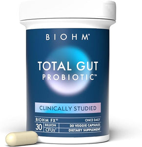 BIOHM Total Probiotic - 30 Billion CFU Daily Probiotic with Good Bacteria & Fungi Helps Reduce Bloating and Supports Total Gut Health - 30 Day Supply for Women and Men in Pakistan