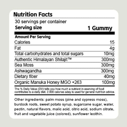 BIYODE Shilajit Soft Candy 3 In 1 Wellness Gummies Shilajit Sea Moss Ashwagandha 30 Gummies Dietary Supplement Increases Energy
