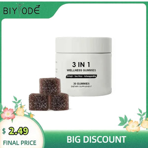 BIYODE Shilajit Soft Candy 3 In 1 Wellness Gummies Shilajit Sea Moss Ashwagandha 30 Gummies Dietary Supplement Increases Energy