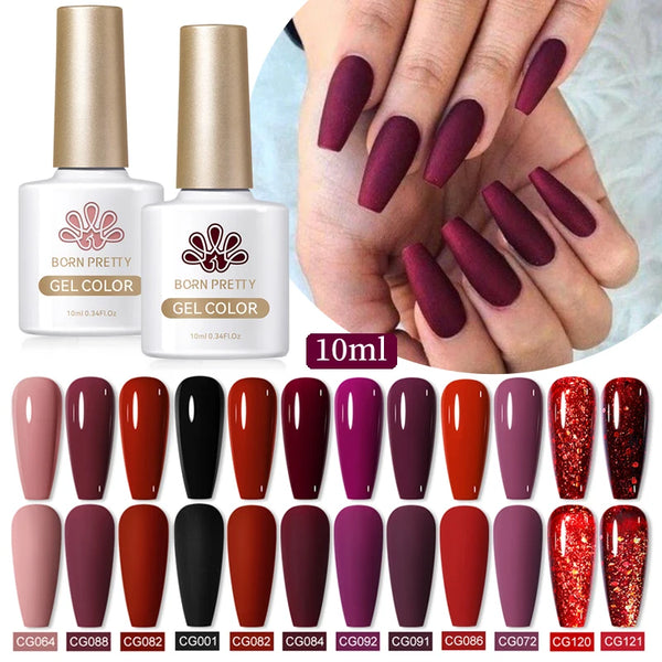 BORN PRETTY 10ml 130 Colors Nail Gel Polish Nail Supplies Matte Red Semi Permanent Nail Art Manicure Soak Off LED UV Varnishes in Pakistan