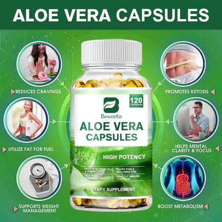 BW Aloe Vera Supplement Fat Burning Digestion Health Support Regulating Blood Sugar for Women&Man Health Multivitamin Capsule