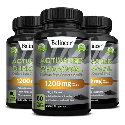 Balincer  Activated Charcoal Capsules - 1,200 Mg To Help Relieve Gas, Bloating and Naturally Detoxify