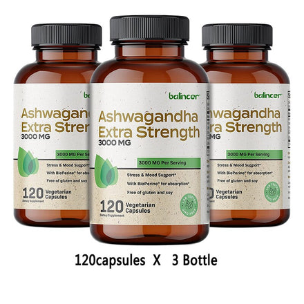 Balincer Ashwagandha 3000mg - Fast High Absorption Powerful Natural Stress Relief Supplement - Mood Adrenal Cortisol Support