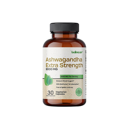 Balincer Ashwagandha 3000mg - Fast High Absorption Powerful Natural Stress Relief Supplement - Mood Adrenal Cortisol Support