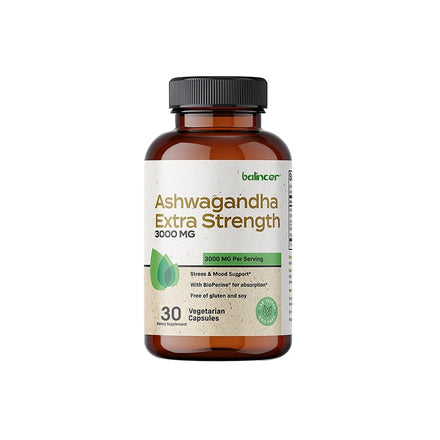 Balincer Ashwagandha 3000mg - Fast High Absorption Powerful Natural Stress Relief Supplement - Mood Adrenal Cortisol Support