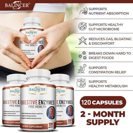 Balincer Digestive Enzyme Supplement - Supports Nutrient Absorption | Gut Health - Immune Support - Non-GMO