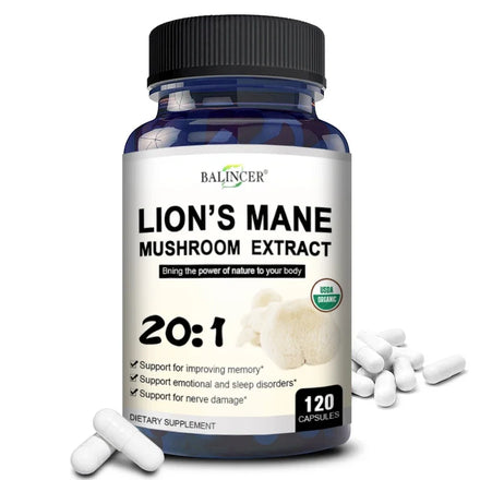 Balincer Lion's Mane Mushroom Extract Supplement for Mood and Sleep Health, Non-GMO, Gluten-free