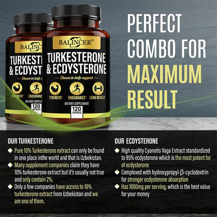 Balincer TURKESTERONE  & ECDYSTERONE  Extracts-energy Booster,Promote Muscle Growth, Strengthening, Energy and Endurance