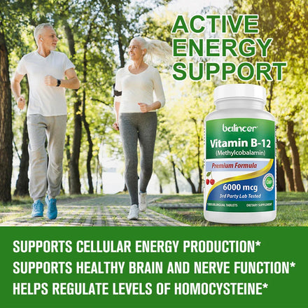 Balincer Vitamin B-12 Supplement 6000mcg - Supports A Healthy Nervous System and Core Function - Energy and Immune Support