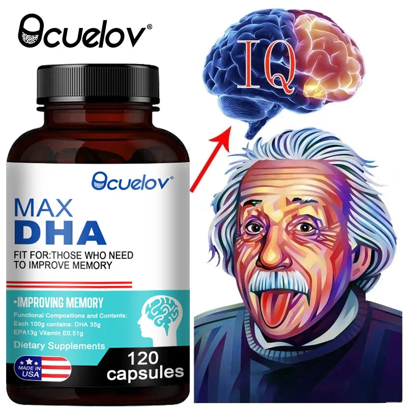 Bcuelov MAX DHA-enhance Memory, Protect Eyesight, Intelligence, Activate Brain Cells, Improve Brain Fatigue, Dietary Supplement