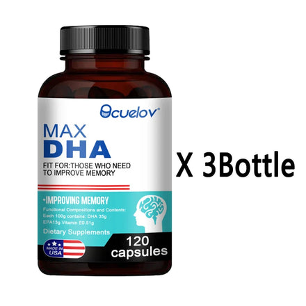 Bcuelov MAX DHA-enhance Memory, Protect Eyesight, Intelligence, Activate Brain Cells, Improve Brain Fatigue, Dietary Supplement