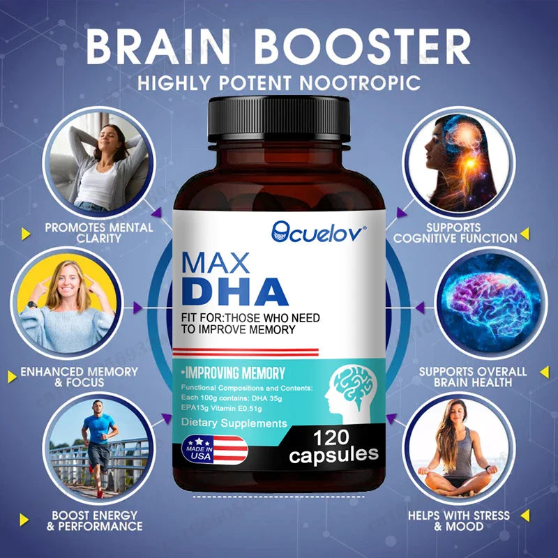 Bcuelov MAX DHA-enhance Memory, Protect Eyesight, Intelligence, Activate Brain Cells, Improve Brain Fatigue, Dietary Supplement