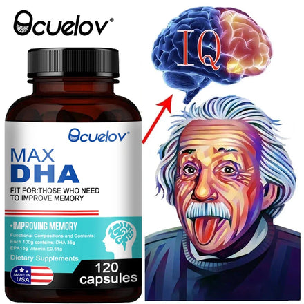 Bcuelov MAX DHA-enhance Memory, Protect Eyesight, Intelligence, Activate Brain Cells, Improve Brain Fatigue, Dietary Supplement