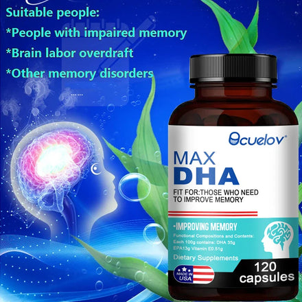 Bcuelov MAX DHA-enhance Memory, Protect Eyesight, Intelligence, Activate Brain Cells, Improve Brain Fatigue, Dietary Supplement
