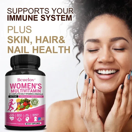 Bcuelov - Women's Multivitamin Supplement with Biotin for Joint, Hair, Skin, Nail, Brain, Heart, Immune and Overall Health