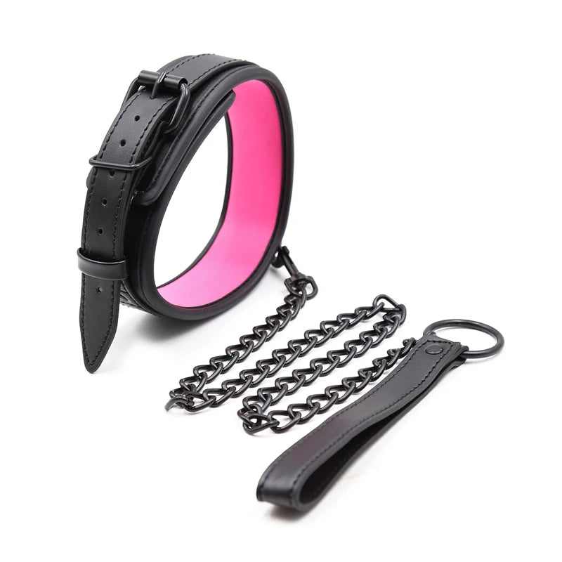 Bdsm Collar Leather And Iron Chain Link bdsm Slave Collars Women Bondage Collar For Couples Adults Restraints