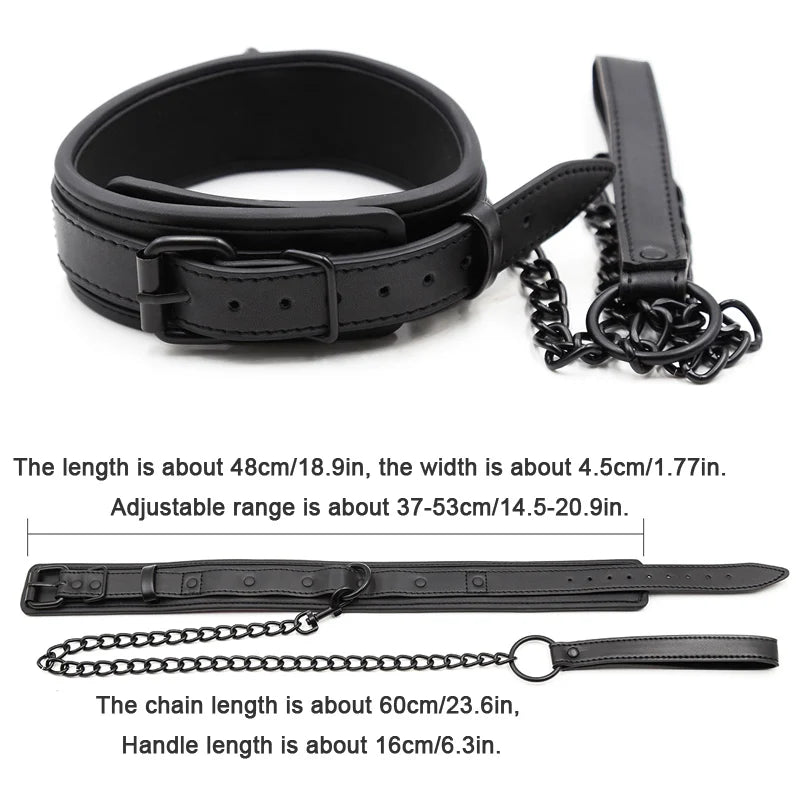 Bdsm Collar Leather And Iron Chain Link bdsm Slave Collars Women Bondage Collar For Couples Adults Restraints