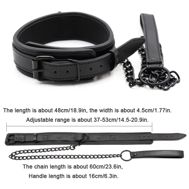 Bdsm Collar Leather And Iron Chain Link bdsm Slave Collars Women Bondage Collar For Couples Adults Restraints