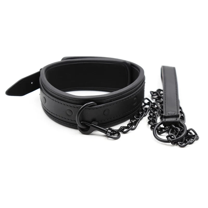Bdsm Collar Leather And Iron Chain Link bdsm Slave Collars Women Bondage Collar For Couples Adults Restraints