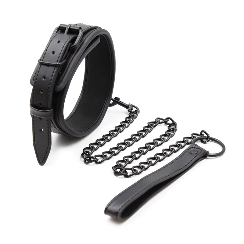Bdsm Collar Leather And Iron Chain Link bdsm Slave Collars Women Bondage Collar For Couples Adults Restraints