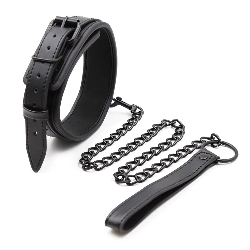 Bdsm Collar Leather And Iron Chain Link bdsm Slave Collars Women Bondage Collar For Couples Adults Restraints