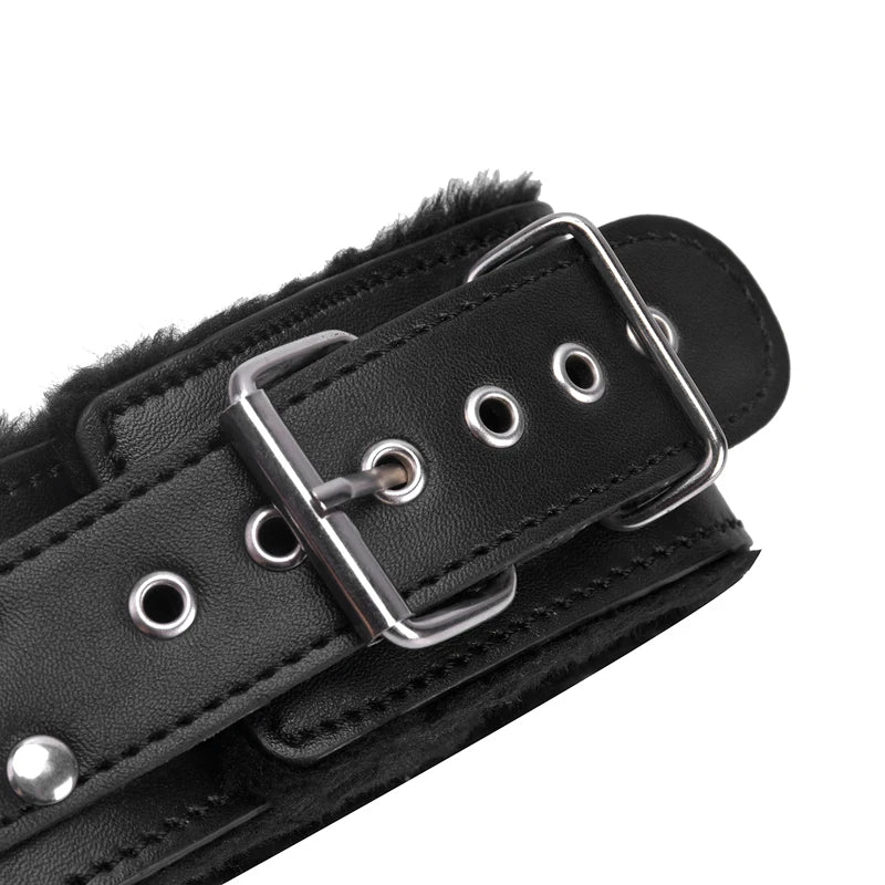 Bdsm Collar Leather And Leash Plush Fetish Bondage Necklace SM Toys Restraints For Adults Women Men Couples Games