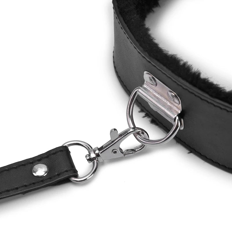 Bdsm Collar Leather And Leash Plush Fetish Bondage Necklace SM Toys Restraints For Adults Women Men Couples Games